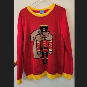 Northern Pole Ugly Sweater Size L Large Red Squirrel Nutcracker Unisex